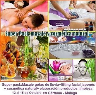 Imagen de Super pack: Masaje gotas de lluvia+ lifting facial japonés+ cosmética natural+ elaboración productos limpieza