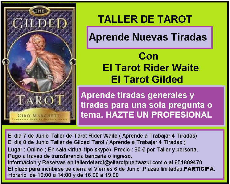 Mundo Alternativo TALLER DE TAROT: RIDER WAITE Y GILDED TAROT